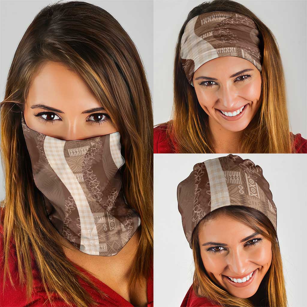 Polynesian Tribal Pattern Patchwork Picturesque Neck Gaiter Mocha LT7 - Polynesian Pride