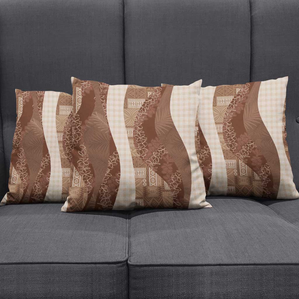 Polynesian Tribal Pattern Patchwork Picturesque Pillow Cover Mocha