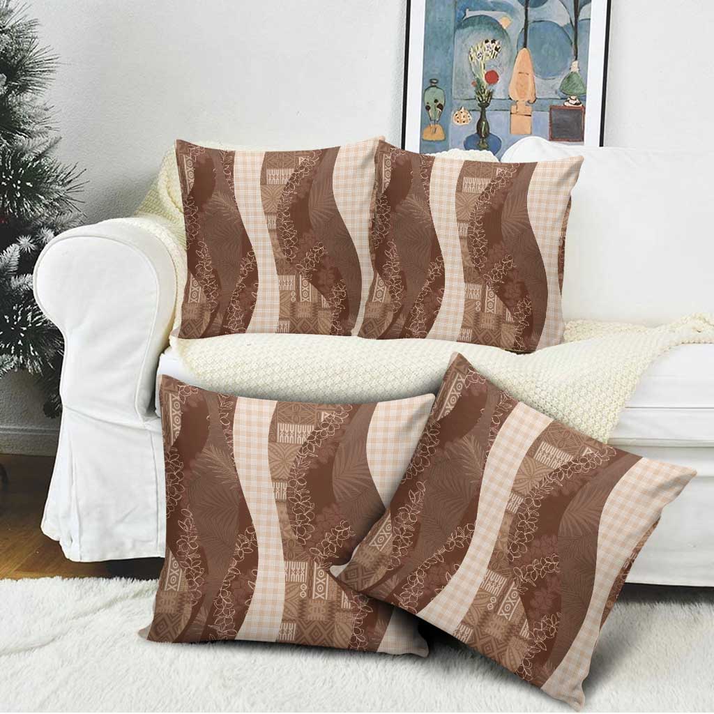 Polynesian Tribal Pattern Patchwork Picturesque Pillow Cover Mocha