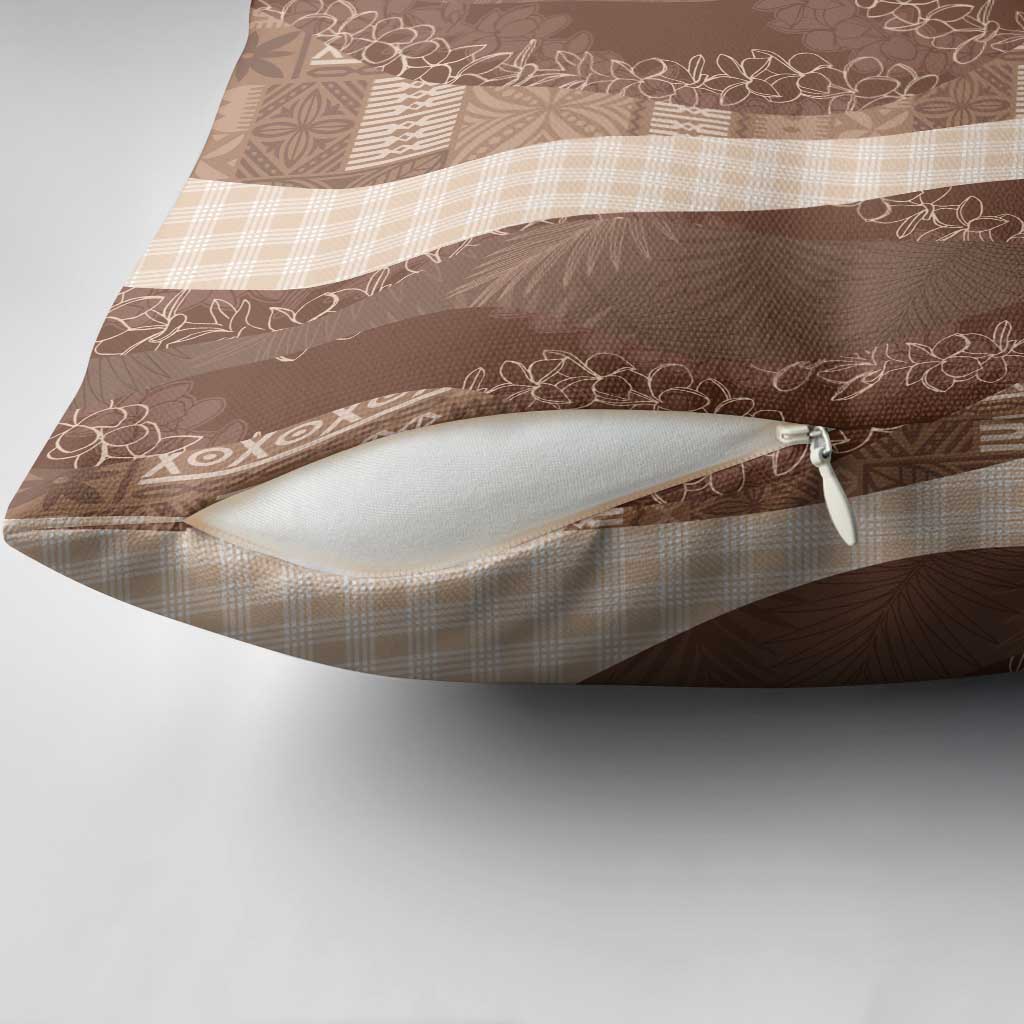 Polynesian Tribal Pattern Patchwork Picturesque Pillow Cover Mocha