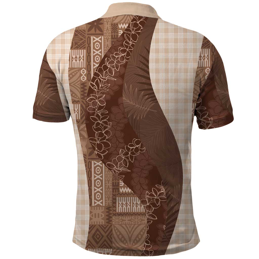 Polynesian Tribal Pattern Patchwork Picturesque Polo Shirt Mocha LT7 - Polynesian Pride
