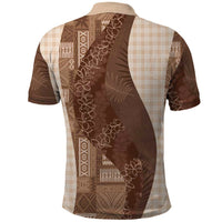 Polynesian Tribal Pattern Patchwork Picturesque Polo Shirt Mocha LT7 - Polynesian Pride