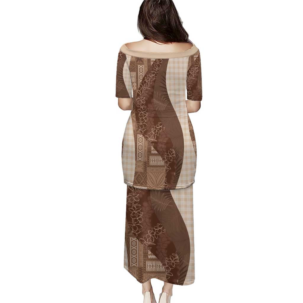 Polynesian Tribal Pattern Patchwork Picturesque Puletasi Mocha LT7 - Polynesian Pride