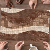 Polynesian Tribal Pattern Patchwork Picturesque Puzzle Mocha LT7 - Polynesian Pride