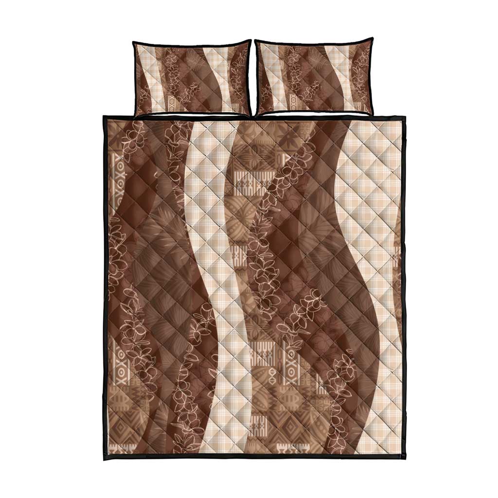 Polynesian Tribal Pattern Patchwork Picturesque Quilt Bed Set Mocha LT7 - Polynesian Pride