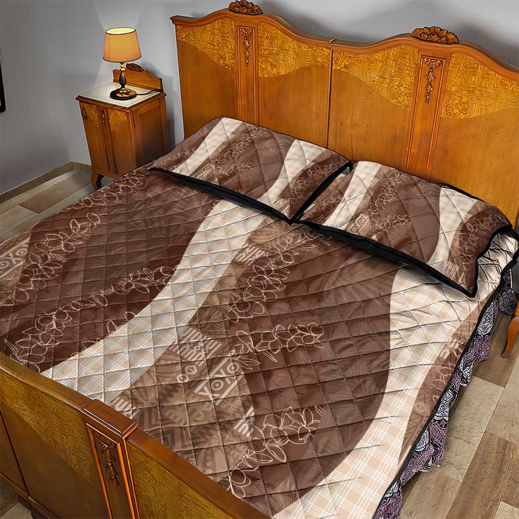Polynesian Tribal Pattern Patchwork Picturesque Quilt Bed Set Mocha LT7 - Polynesian Pride