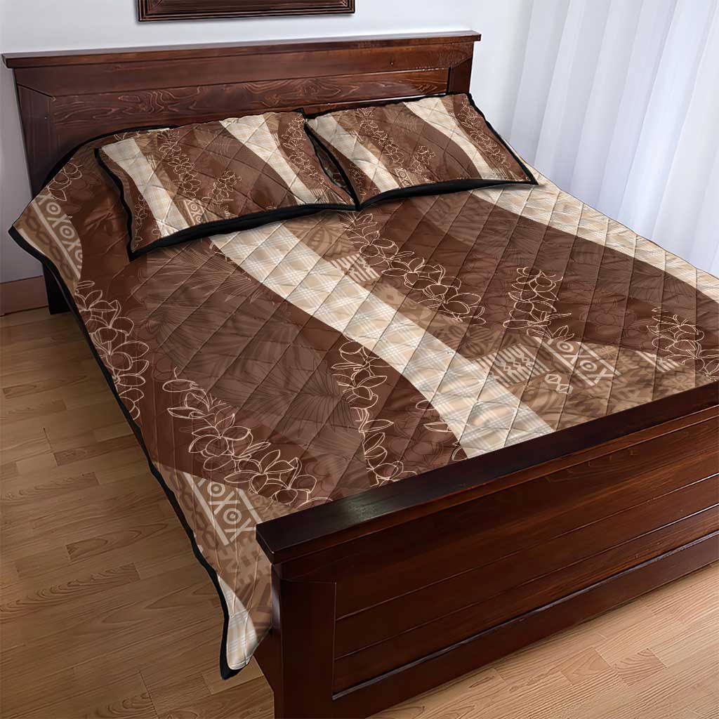 Polynesian Tribal Pattern Patchwork Picturesque Quilt Bed Set Mocha LT7 - Polynesian Pride