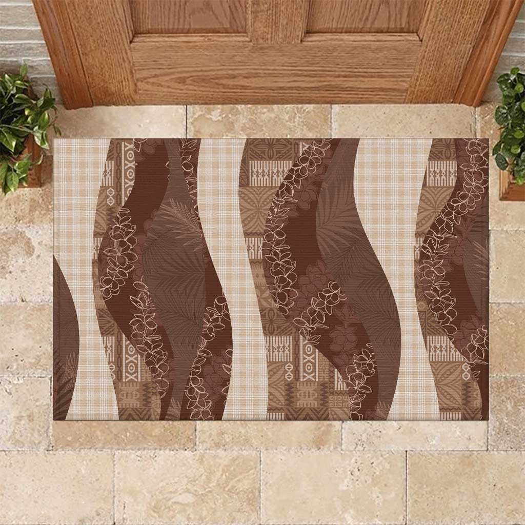 Polynesian Tribal Pattern Patchwork Picturesque Rubber Doormat Mocha LT7 Mocha - Polynesian Pride