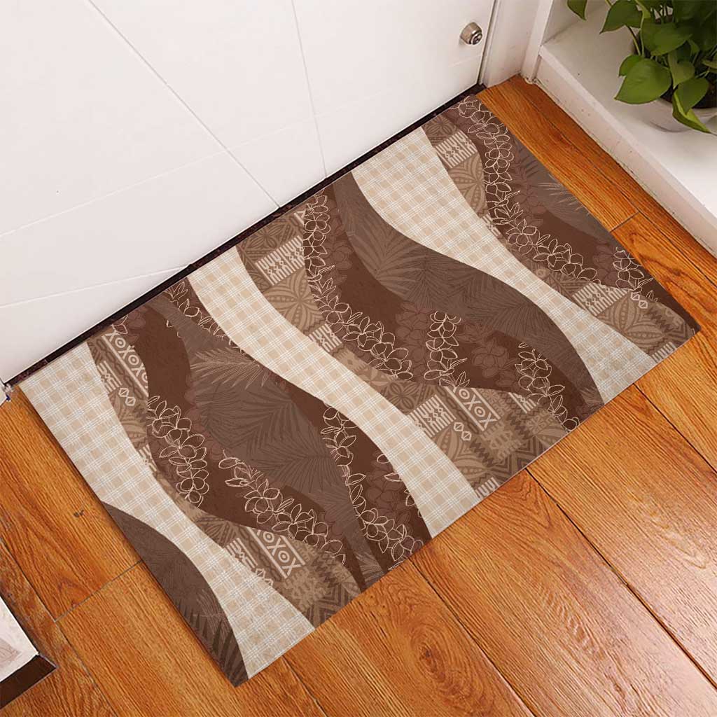 Polynesian Tribal Pattern Patchwork Picturesque Rubber Doormat Mocha LT7 - Polynesian Pride