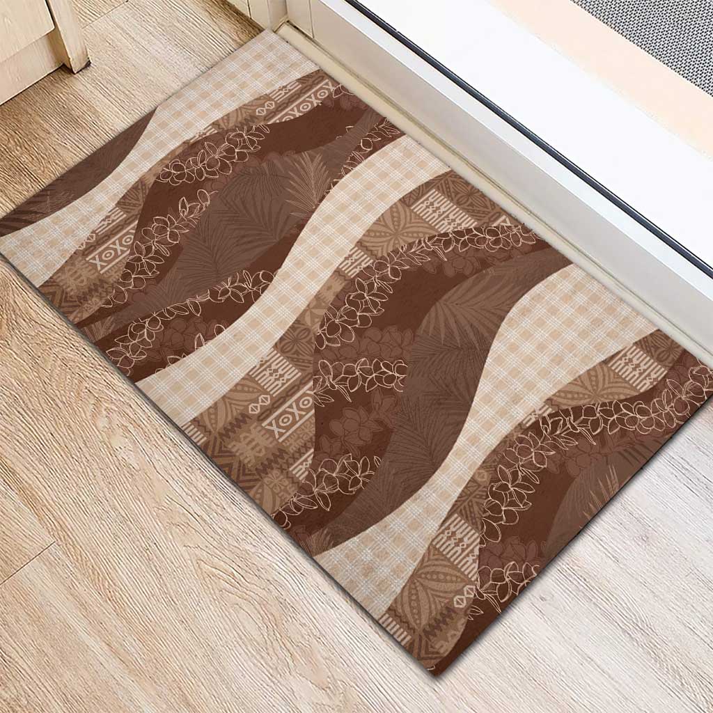 Polynesian Tribal Pattern Patchwork Picturesque Rubber Doormat Mocha LT7 - Polynesian Pride