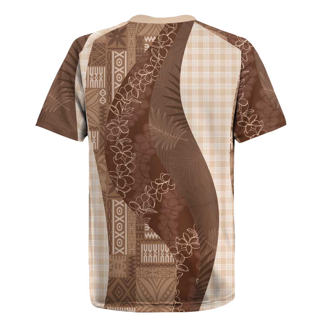 Polynesian Tribal Pattern Patchwork Picturesque Rugby Jersey Mocha LT7 - Polynesian Pride