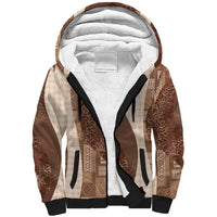 Polynesian Tribal Pattern Patchwork Picturesque Sherpa Hoodie Mocha LT7 Unisex Mocha - Polynesian Pride
