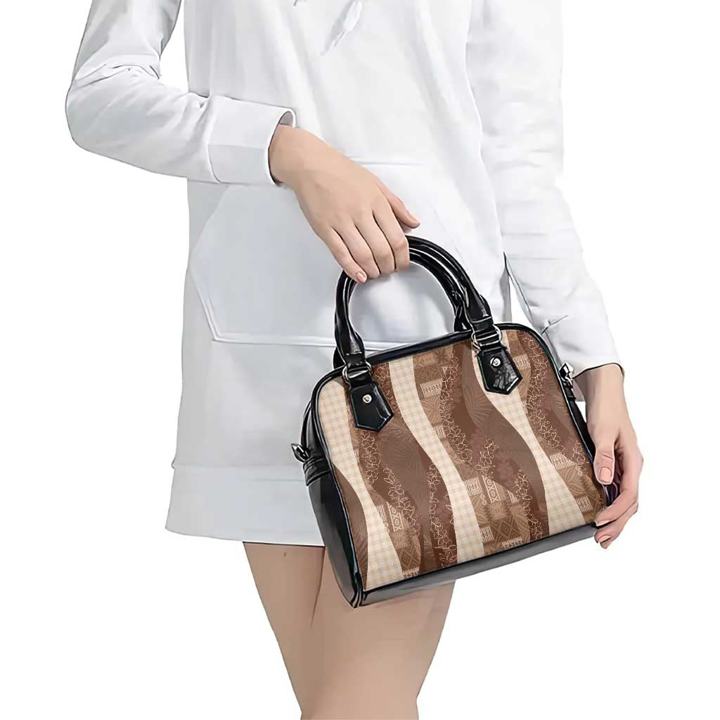 Polynesian Tribal Pattern Patchwork Picturesque Shoulder Handbag Mocha LT7 - Polynesian Pride