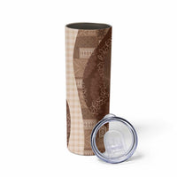Polynesian Tribal Pattern Patchwork Picturesque Skinny Tumbler Mocha LT7 - Polynesian Pride
