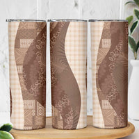 Polynesian Tribal Pattern Patchwork Picturesque Skinny Tumbler Mocha LT7 - Polynesian Pride
