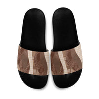 Polynesian Tribal Pattern Patchwork Picturesque Slide Sandals Mocha LT7 Mocha - Polynesian Pride