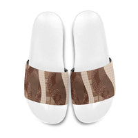 Polynesian Tribal Pattern Patchwork Picturesque Slide Sandals Mocha LT7 Mocha - Polynesian Pride