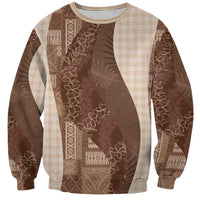 Polynesian Tribal Pattern Patchwork Picturesque Sweatshirt Mocha LT7 Unisex Mocha - Polynesian Pride