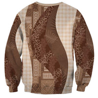 Polynesian Tribal Pattern Patchwork Picturesque Sweatshirt Mocha LT7 - Polynesian Pride