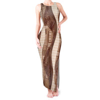 Polynesian Tribal Pattern Patchwork Picturesque Tank Maxi Dress Mocha LT7 Women Mocha - Polynesian Pride
