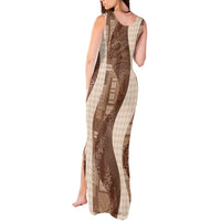 Polynesian Tribal Pattern Patchwork Picturesque Tank Maxi Dress Mocha LT7 - Polynesian Pride