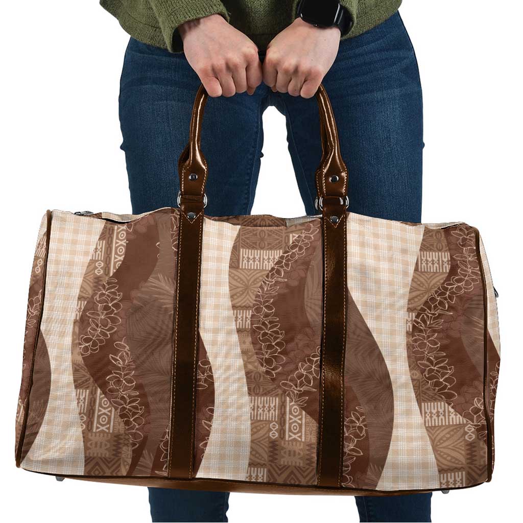 Polynesian Tribal Pattern Patchwork Picturesque Travel Bag Mocha