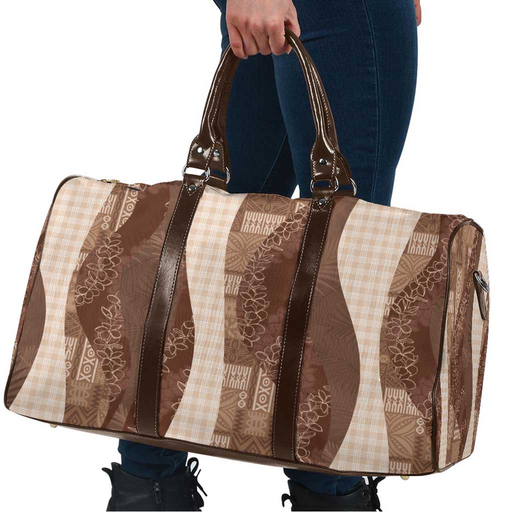 Polynesian Tribal Pattern Patchwork Picturesque Travel Bag Mocha