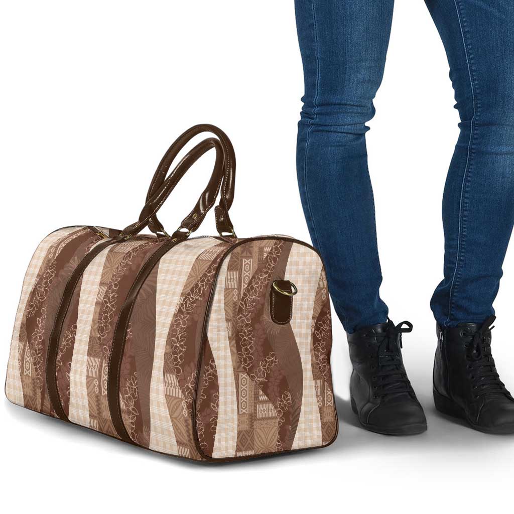 Polynesian Tribal Pattern Patchwork Picturesque Travel Bag Mocha