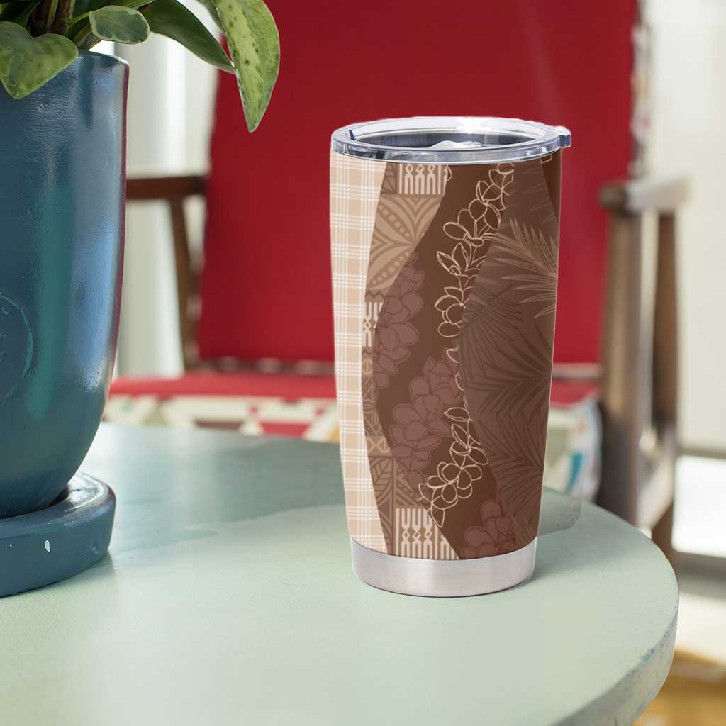 Polynesian Tribal Pattern Patchwork Picturesque Tumbler Cup Mocha LT7 - Polynesian Pride