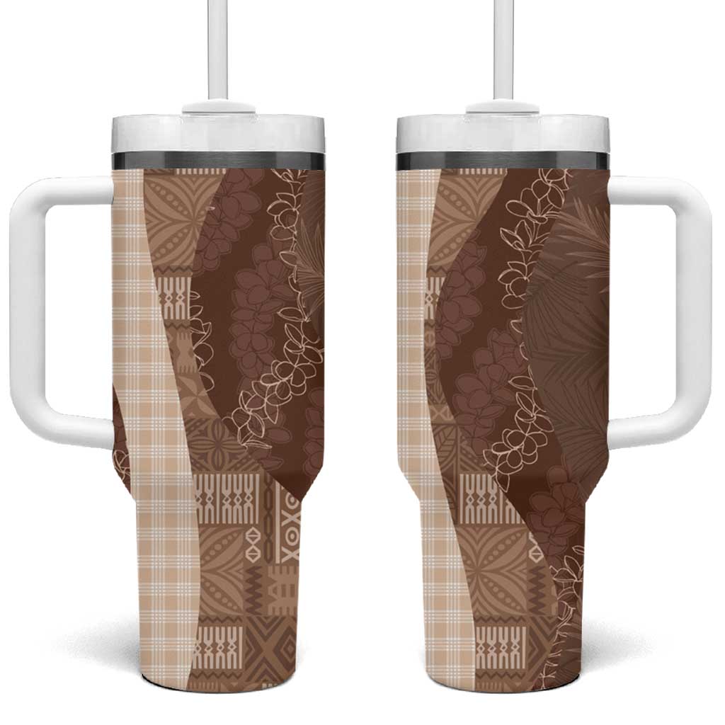Polynesian Tribal Pattern Patchwork Picturesque Tumbler With Handle Mocha LT7 One Size: 40 oz Mocha - Polynesian Pride