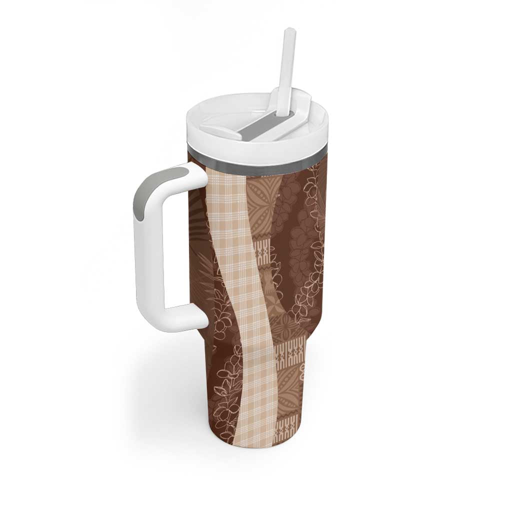 Polynesian Tribal Pattern Patchwork Picturesque Tumbler With Handle Mocha LT7 - Polynesian Pride