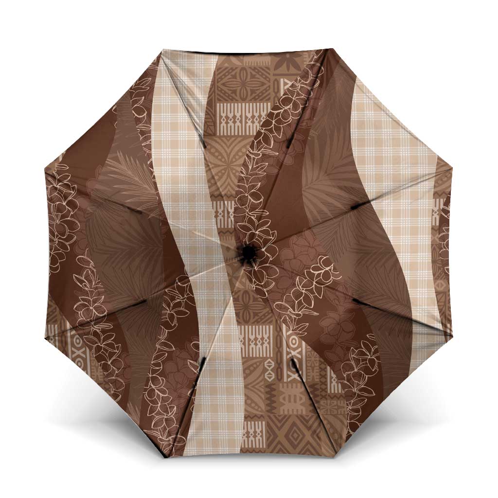 Polynesian Tribal Pattern Patchwork Picturesque Umbrella Mocha LT7 One Size Folded 11.42 inch Opened Diameter 37.4 inch Mocha - Polynesian Pride