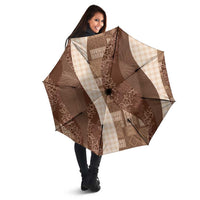 Polynesian Tribal Pattern Patchwork Picturesque Umbrella Mocha LT7 - Polynesian Pride