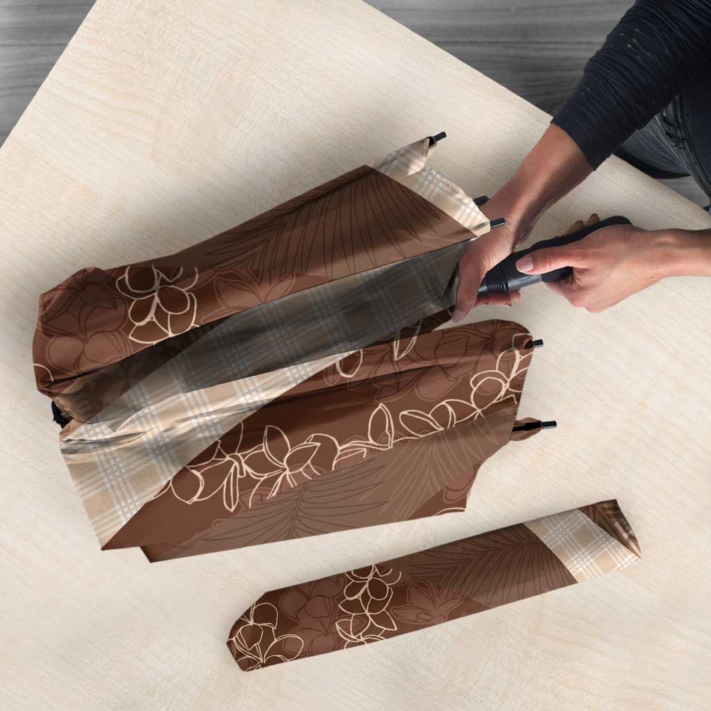 Polynesian Tribal Pattern Patchwork Picturesque Umbrella Mocha LT7 - Polynesian Pride