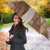 Polynesian Tribal Pattern Patchwork Picturesque Umbrella Mocha LT7 - Polynesian Pride