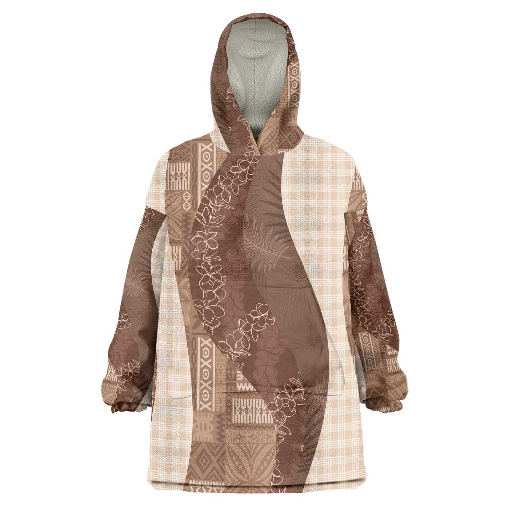 Polynesian Tribal Pattern Patchwork Picturesque Wearable Blanket Hoodie Mocha LT7 One Size Mocha - Polynesian Pride