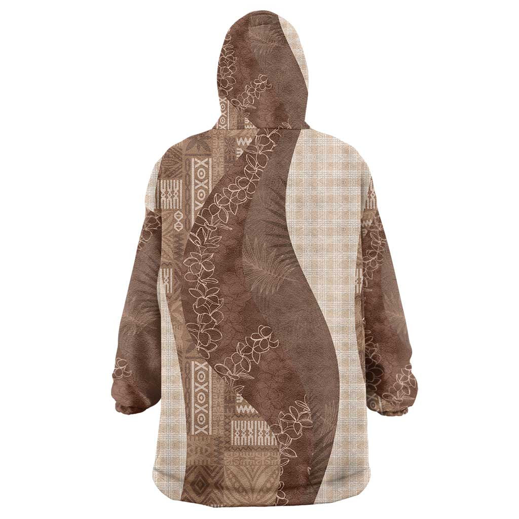 Polynesian Tribal Pattern Patchwork Picturesque Wearable Blanket Hoodie Mocha LT7 - Polynesian Pride