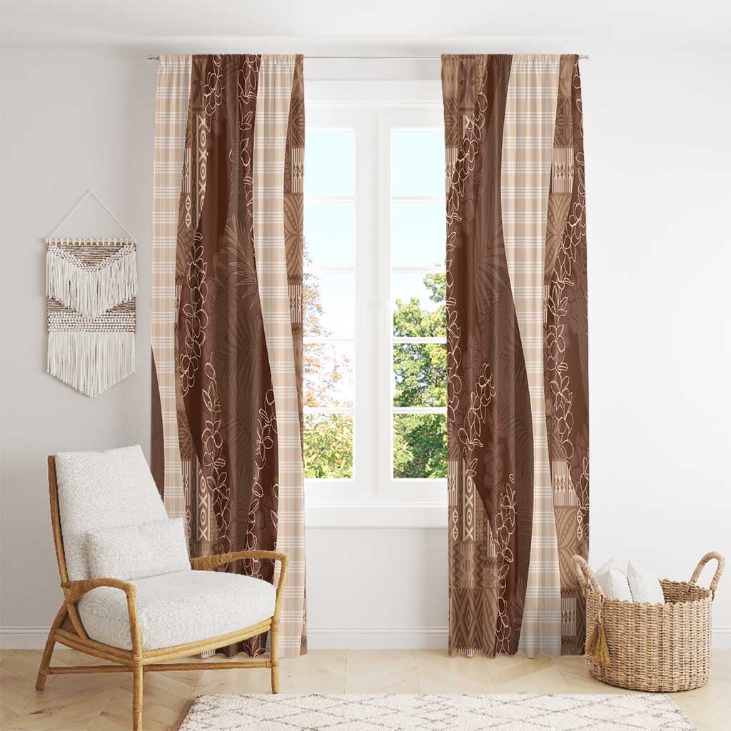 Polynesian Tribal Pattern Patchwork Picturesque Window Curtain Mocha LT7 - Polynesian Pride