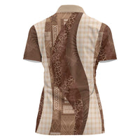 Polynesian Tribal Pattern Patchwork Picturesque Women Polo Shirt Mocha LT7 - Polynesian Pride