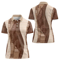 Polynesian Tribal Pattern Patchwork Picturesque Women Polo Shirt Mocha LT7 - Polynesian Pride