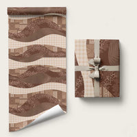 Polynesian Tribal Pattern Patchwork Picturesque Wrapping Paper Mocha LT7 58" × 23" Mocha - Polynesian Pride