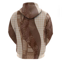 Polynesian Tribal Pattern Patchwork Picturesque Zip Hoodie Mocha LT7 - Polynesian Pride