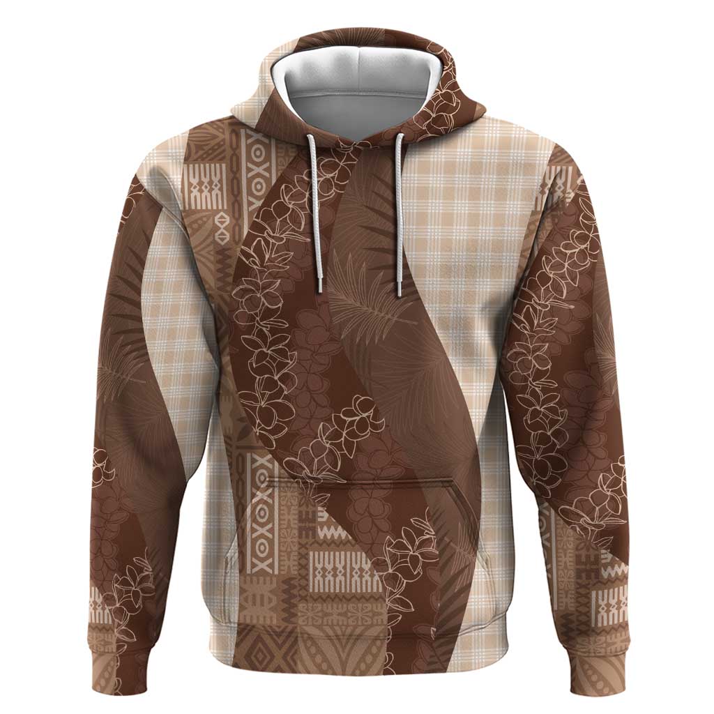 Polynesian Tribal Pattern Patchwork Picturesque Zip Hoodie Mocha LT7 Pullover Hoodie Mocha - Polynesian Pride