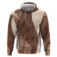 Polynesian Tribal Pattern Patchwork Picturesque Zip Hoodie Mocha LT7 Pullover Hoodie Mocha - Polynesian Pride