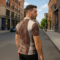 Polynesian Tribal Pattern Patchwork Picturesque Zipper Polo Shirt Mocha LT7 - Polynesian Pride