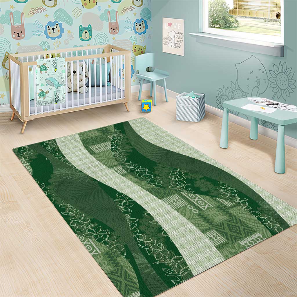 Polynesian Tribal Pattern Patchwork Picturesque Area Rug Sage Green LT7 - Polynesian Pride
