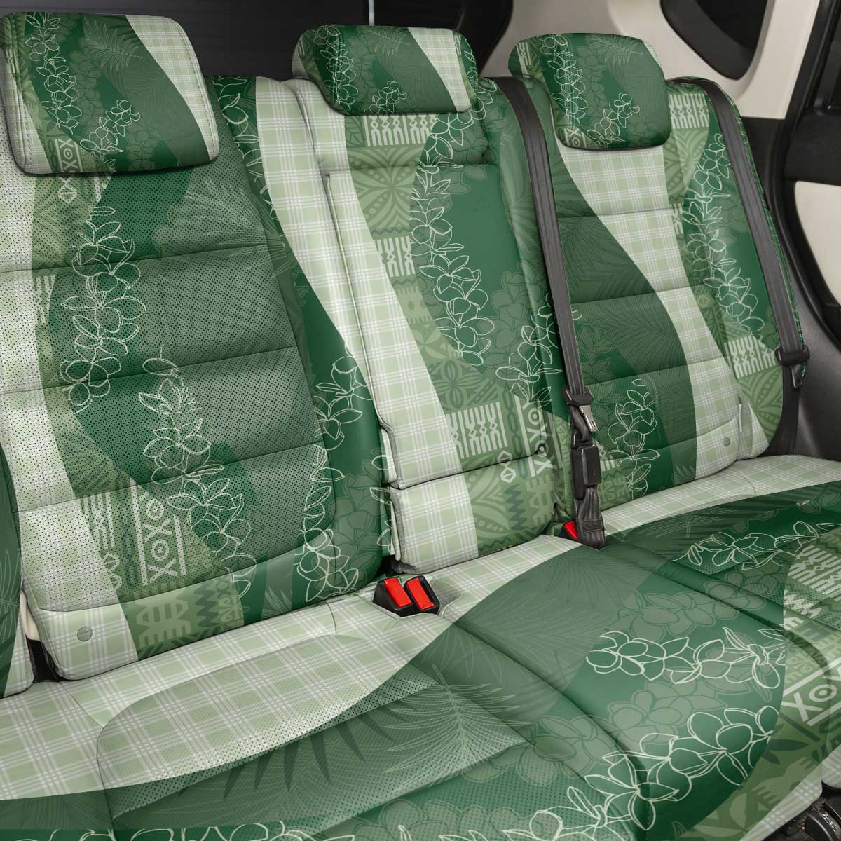 Polynesian Tribal Pattern Patchwork Picturesque Back Car Seat Cover Sage Green LT7 - Polynesian Pride