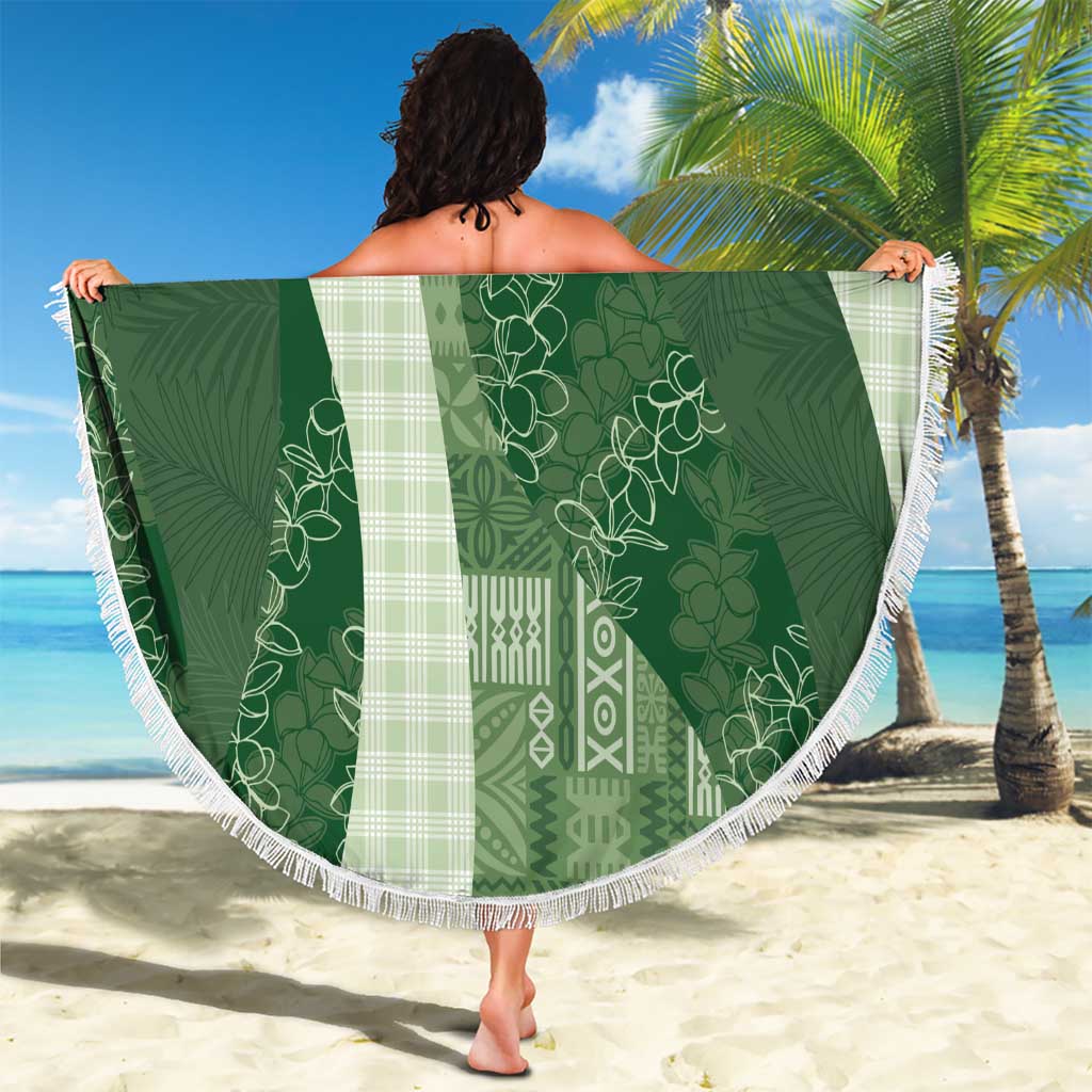 Polynesian Tribal Pattern Patchwork Picturesque Beach Blanket Sage Green LT7 - Polynesian Pride