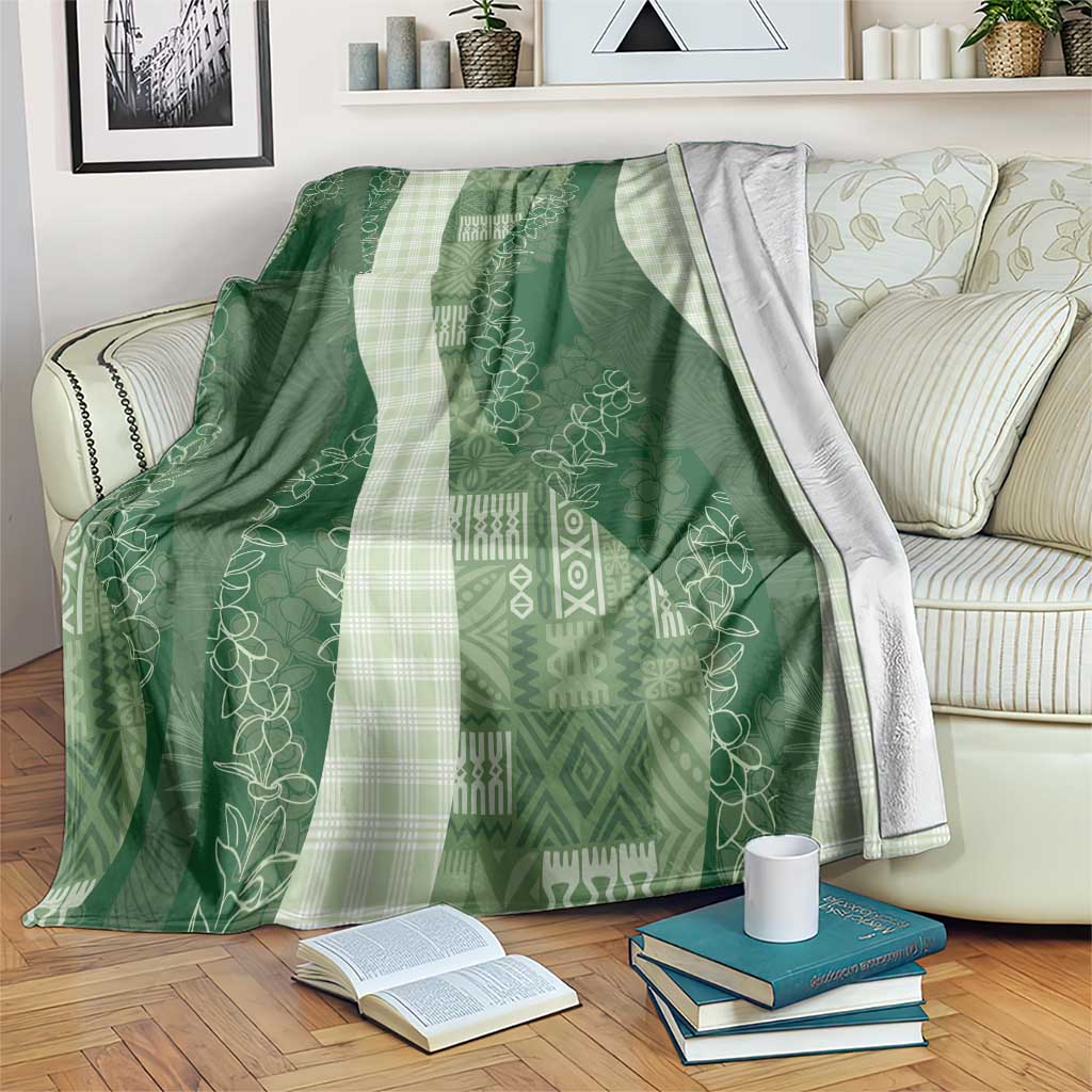 Polynesian Tribal Pattern Patchwork Picturesque Blanket Sage Green LT7 Sage Green - Polynesian Pride
