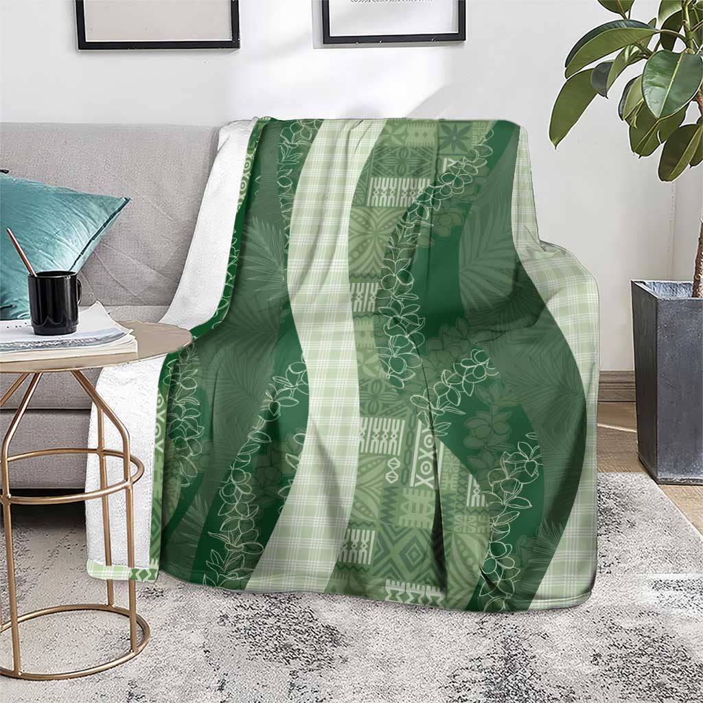 Polynesian Tribal Pattern Patchwork Picturesque Blanket Sage Green LT7 - Polynesian Pride